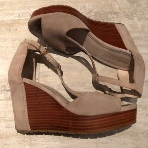 Taupe wedge heels
